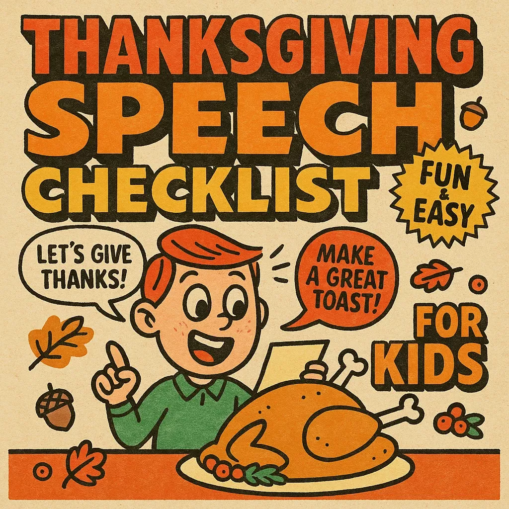 Kids Thanksgiving Speech Checklist: Printable & Easy Steps